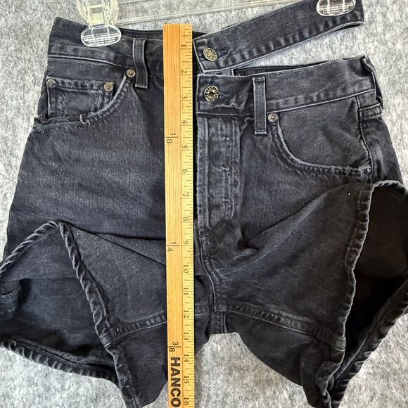 AGOLDE Shorts Womens 26 Black Fade High Rise Broken Waistband Cut Off Button Fly - Picture 8 of 11